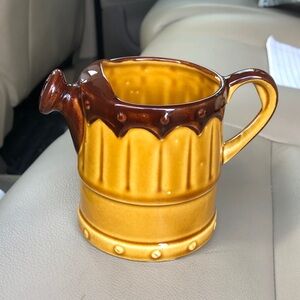 Vintage Inarco Japan brown and tan ceramic small pitcher 4.5 inches tall